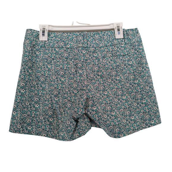 The Limited Floral Chino Shorts 8 Teal Mid Rise Zip Front Slit Casual Flat Front - Picture 2 of 10